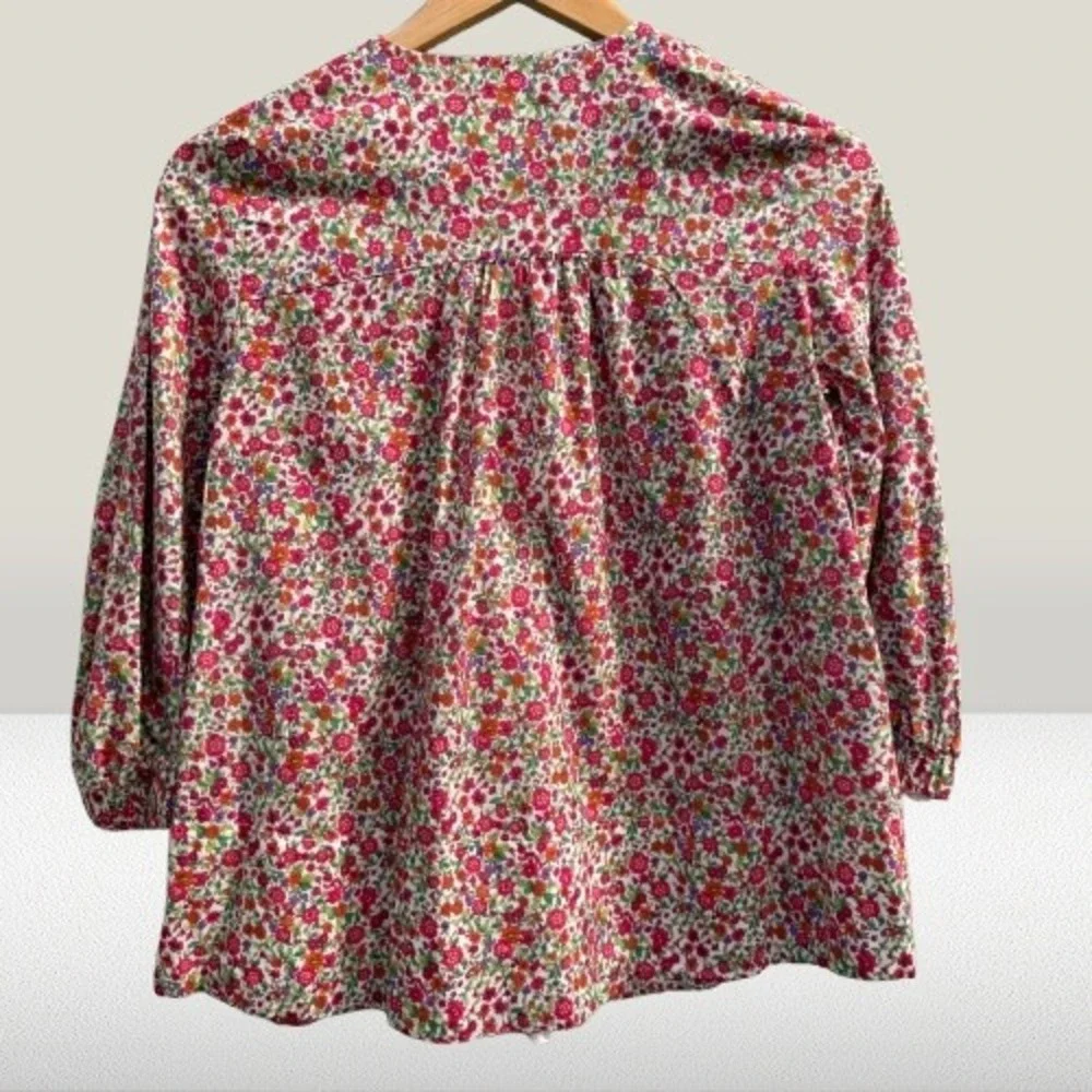 Tuckernuck Pomander Place Kieran Blouse Floral Cotton Zip Top XS